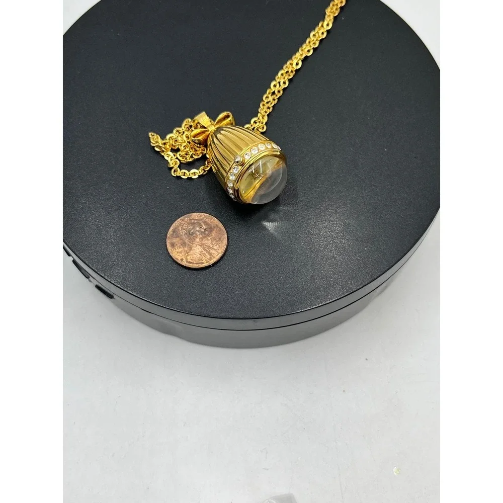 Joan Rivers Vintage Gold Tone Watch Pendant Crystal Egg Shape Necklace Works‎
